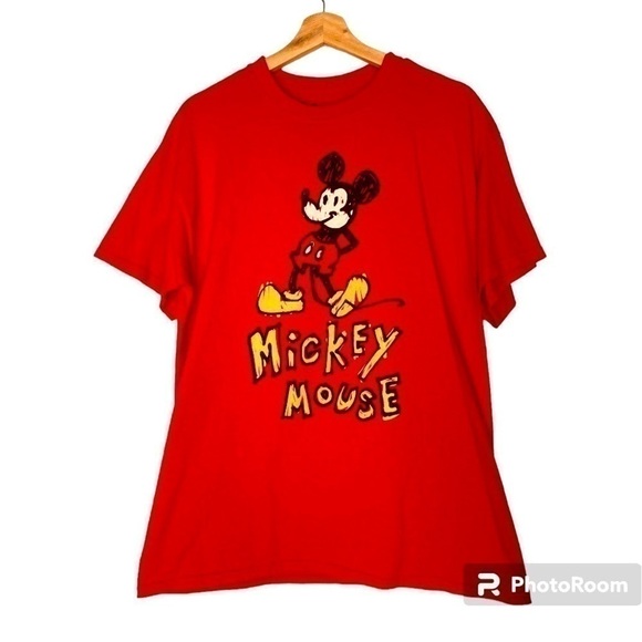DISNEY MICKEY MOUSE GRAPHIC HAND DRAWN STETCH TEE SIZE LARGE - Picture 1 of 4